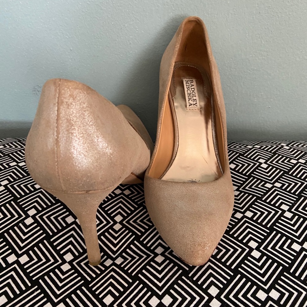 Metallic Brushed Metal Suede Stiletto